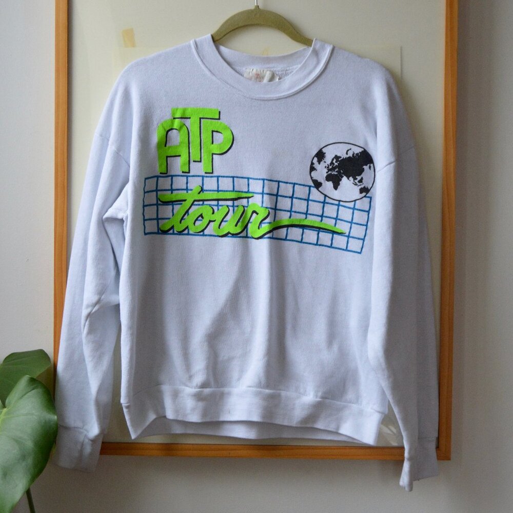 Vintage 1990s Neon Adidas ATP Tour Sweatshirt 100% Cotton Vintage Tennis